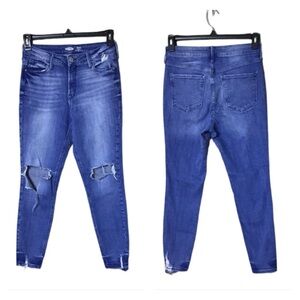 Old Navy Women’s Rockstar Super Skinny Jeans Hi-Rise‎ Size 8 Distressed D…